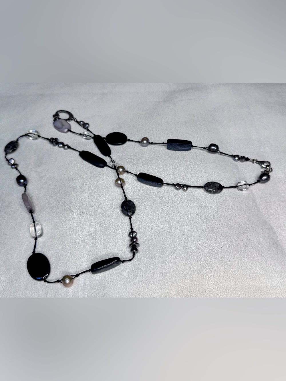 Silpada Handcrafted Black and Gray Bead Long Necklace